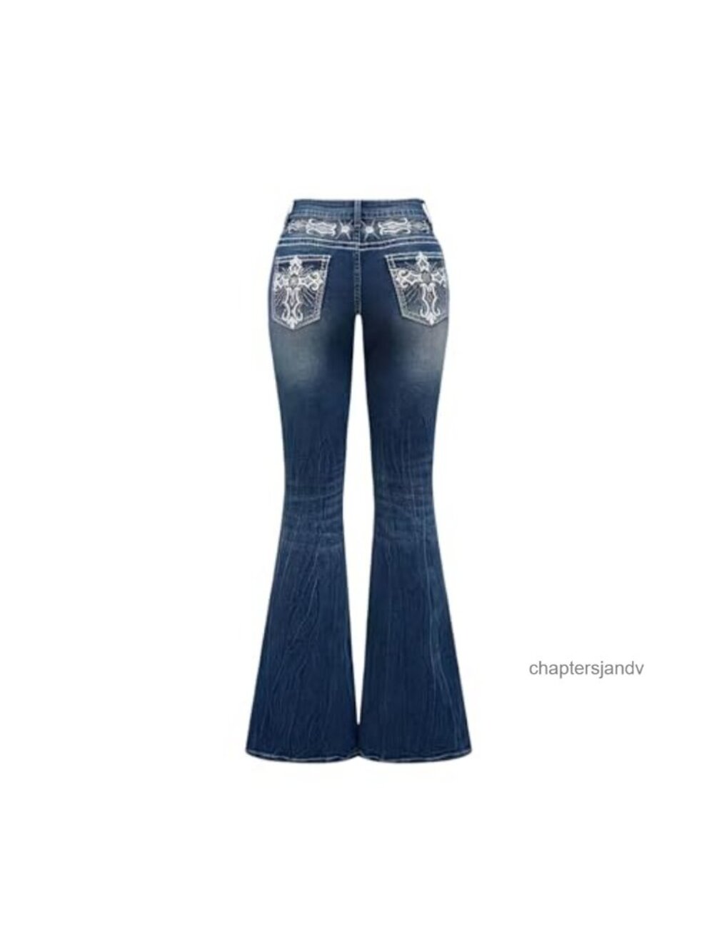 Women's Embroidered Flared High Waist Stretch Denim Jeans